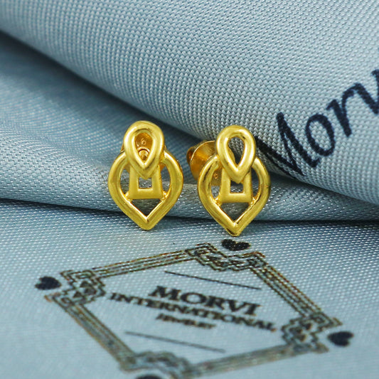 22k Gold Stud Earrings Dainty Indian Jewelry Exclusive Authentic BIS Hallmarked Stamped "22k916" Jewelry, MJ0021