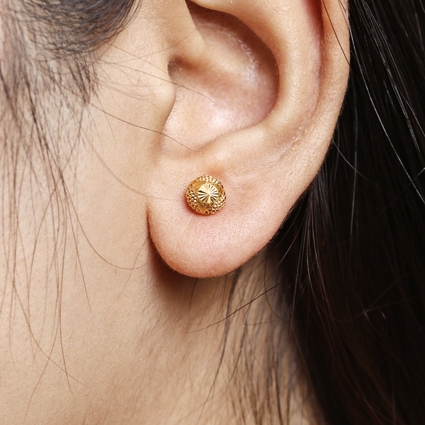 22k Gold Stud Earrings Dainty Indian Jewelry Exclusive Authentic BIS Hallmarked Stamped "22k916" Jewelry, MJ0024