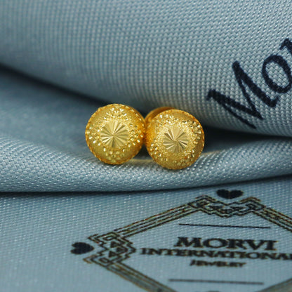 22k Gold Stud Earrings Dainty Indian Jewelry Exclusive Authentic BIS Hallmarked Stamped "22k916" Jewelry, MJ0024