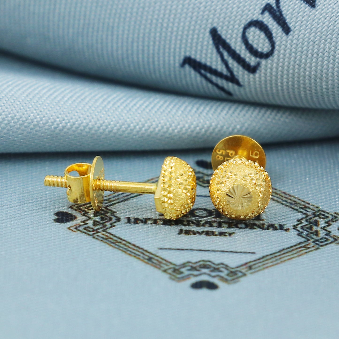 22k Gold Stud Earrings Dainty Indian Jewelry Exclusive Authentic BIS Hallmarked Stamped "22k916" Jewelry, MJ0024