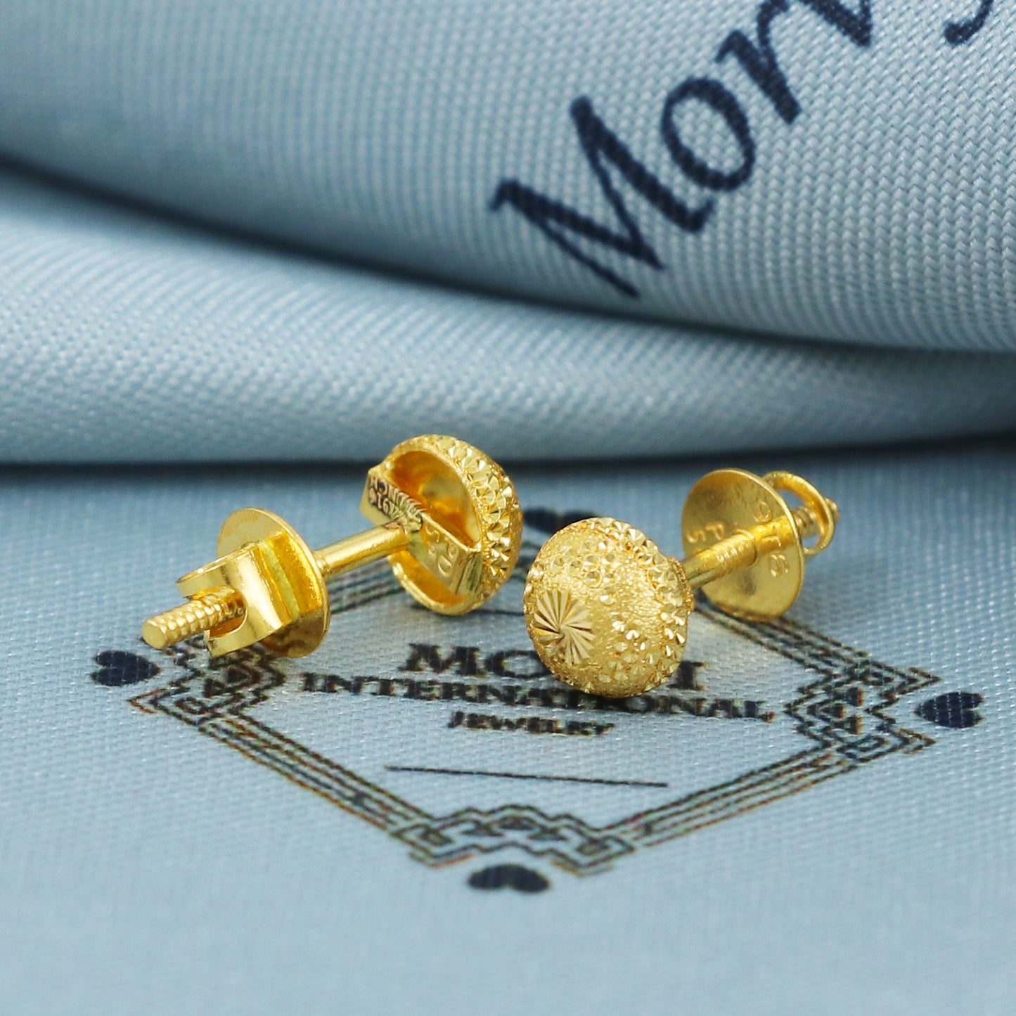 22k Gold Stud Earrings Dainty Indian Jewelry Exclusive Authentic BIS Hallmarked Stamped "22k916" Jewelry, MJ0024