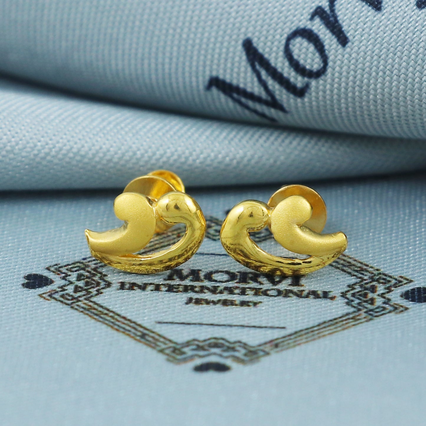 22k Gold Stud Earrings Dainty Indian Jewelry Exclusive Authentic BIS Hallmarked Stamped "22k916" Jewelry, MJ0026