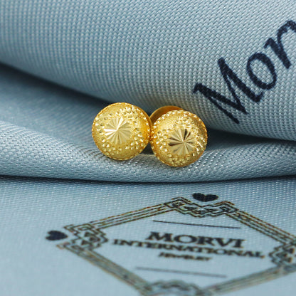 22k Gold Stud Earrings Round Indian Jewelry Exclusive Authentic BIS Hallmarked Stamped "22k916" Jewelry, MJ0027