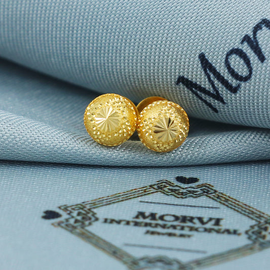 22k Gold Stud Earrings Round Indian Jewelry Exclusive Authentic BIS Hallmarked Stamped "22k916" Jewelry, MJ0027