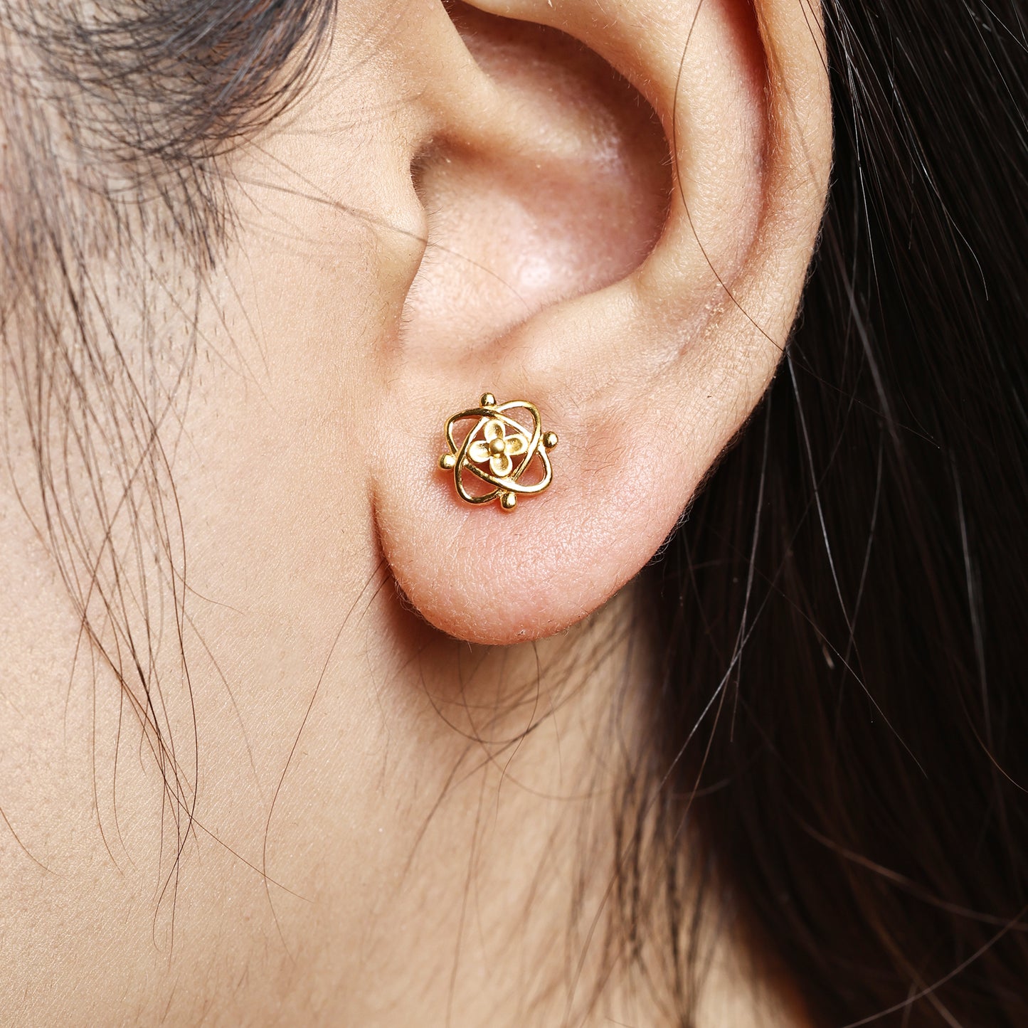 22k Gold Stud Earrings Dainty Indian Jewelry Exclusive Authentic BIS Hallmarked Stamped "22k916" Jewelry, MJ0028