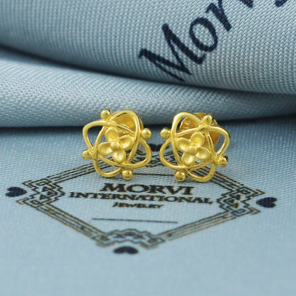 22k Gold Stud Earrings Dainty Indian Jewelry Exclusive Authentic BIS Hallmarked Stamped "22k916" Jewelry, MJ0028