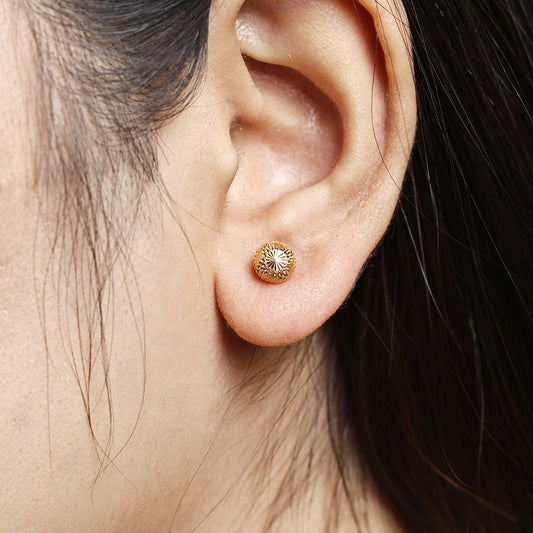 22k Gold Stud Earrings Dainty Indian Jewelry Exclusive Authentic BIS Hallmarked Stamped "22k916" Jewelry, MJ0029