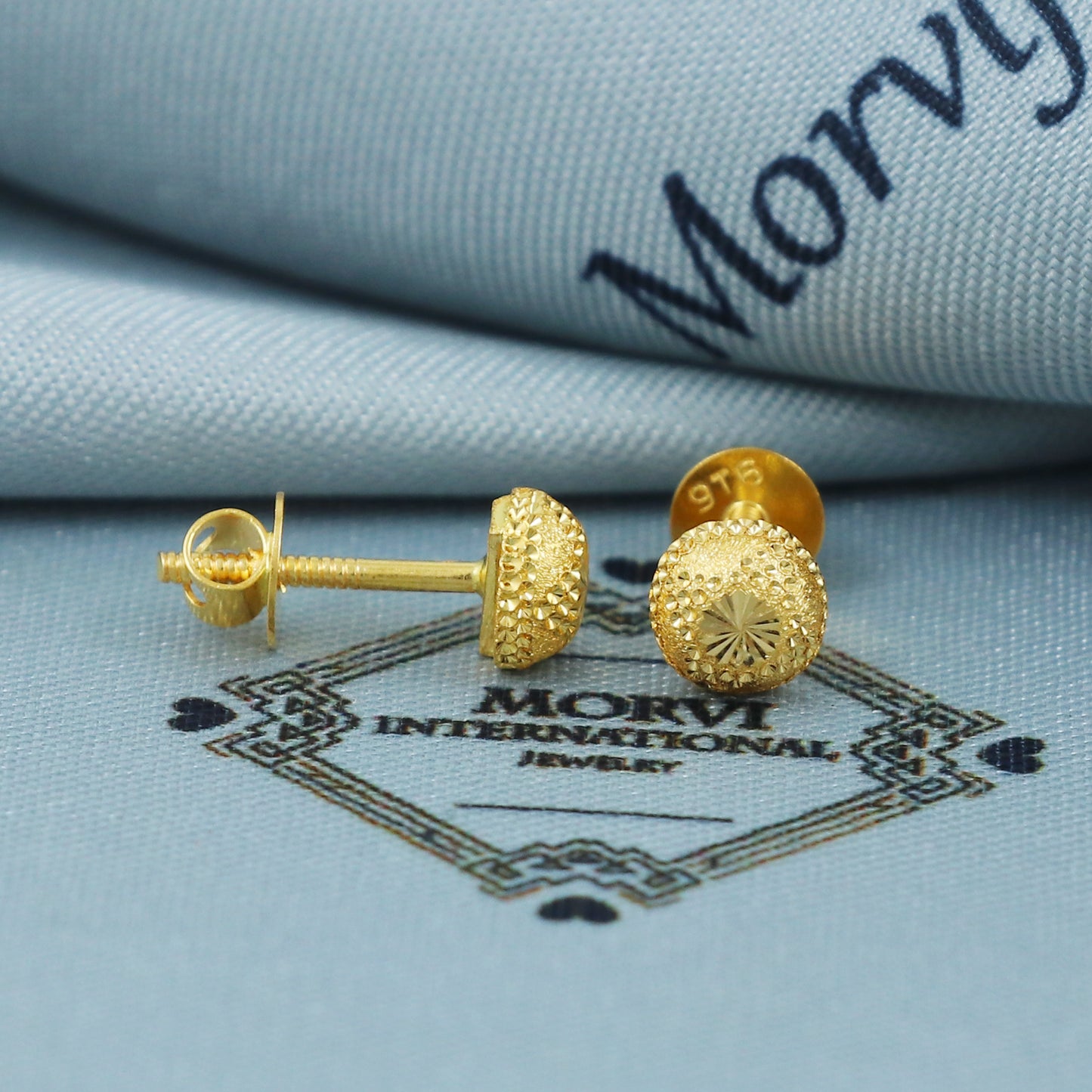 22k Gold Stud Earrings Dainty Indian Jewelry Exclusive Authentic BIS Hallmarked Stamped "22k916" Jewelry, MJ0029