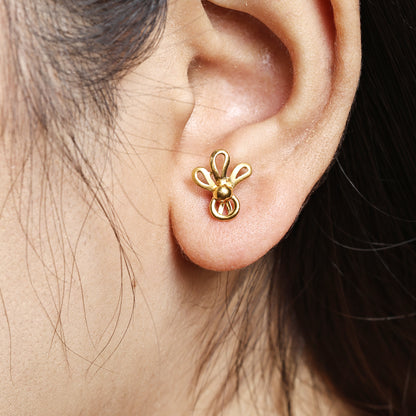 22k Gold Stud Earrings Dainty Indian Jewelry Exclusive Authentic BIS Hallmarked Stamped "22k916" Jewelry, MJ0030