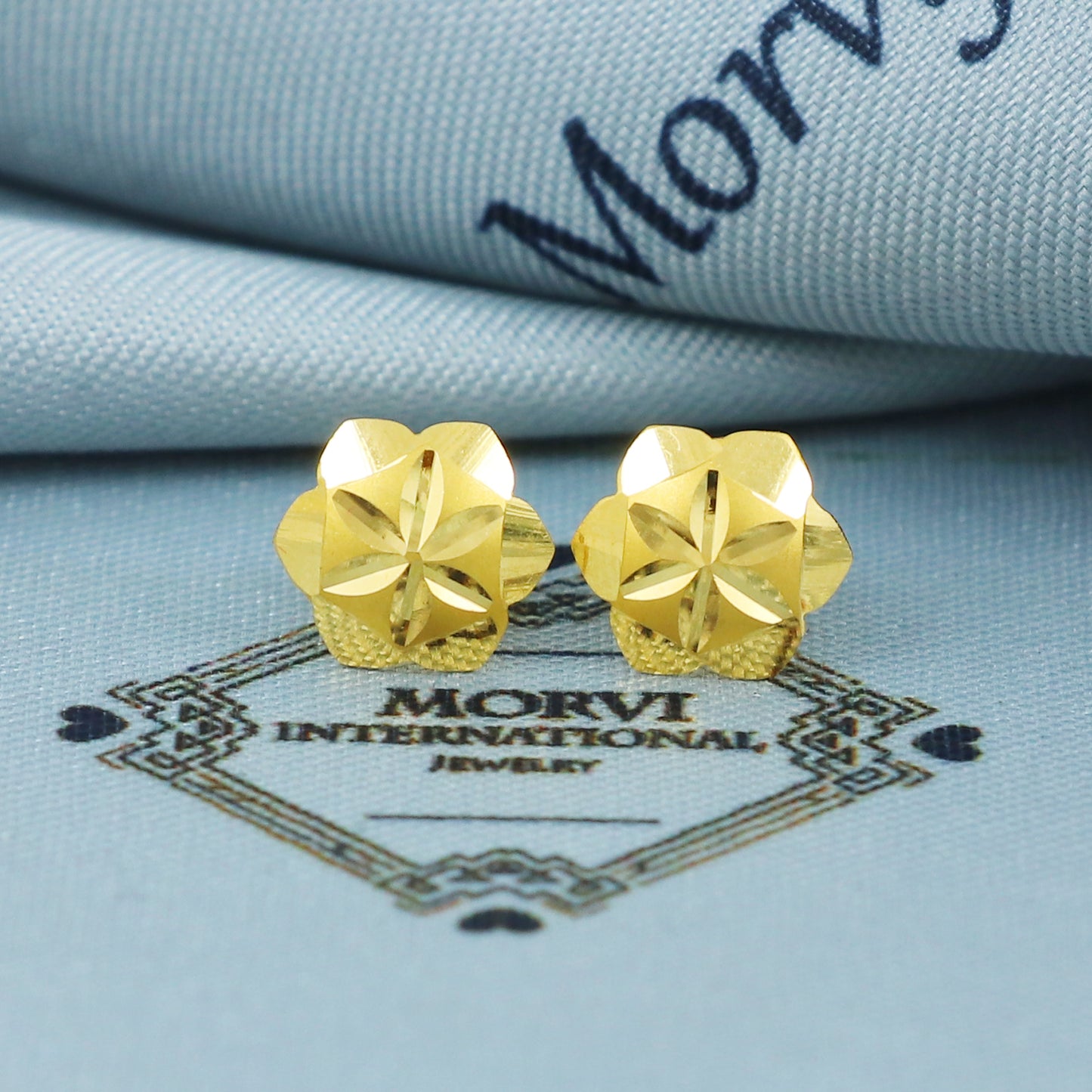 22k Gold Stud Earrings Dainty Indian Jewelry Exclusive Authentic BIS Hallmarked Stamped "22k916" Jewelry, MJ0033