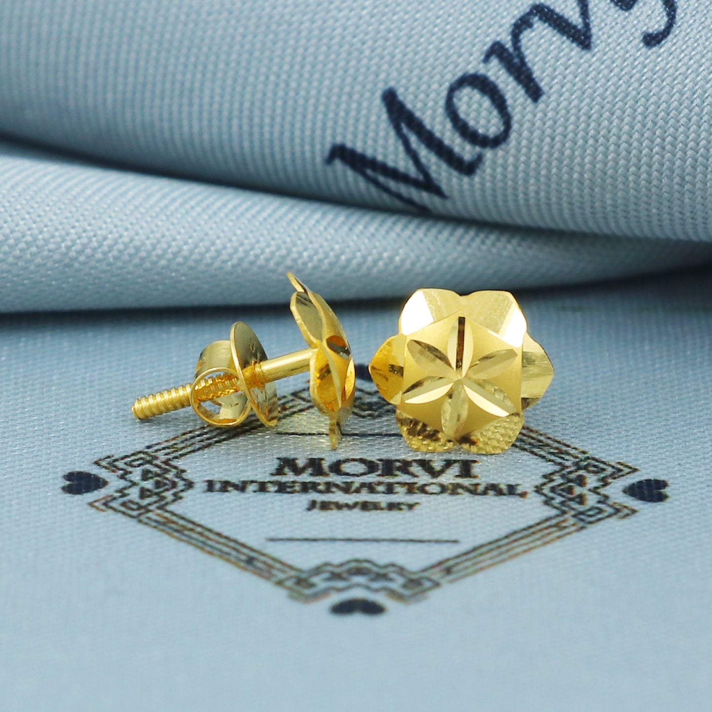 22k Gold Stud Earrings Dainty Indian Jewelry Exclusive Authentic BIS Hallmarked Stamped "22k916" Jewelry, MJ0033