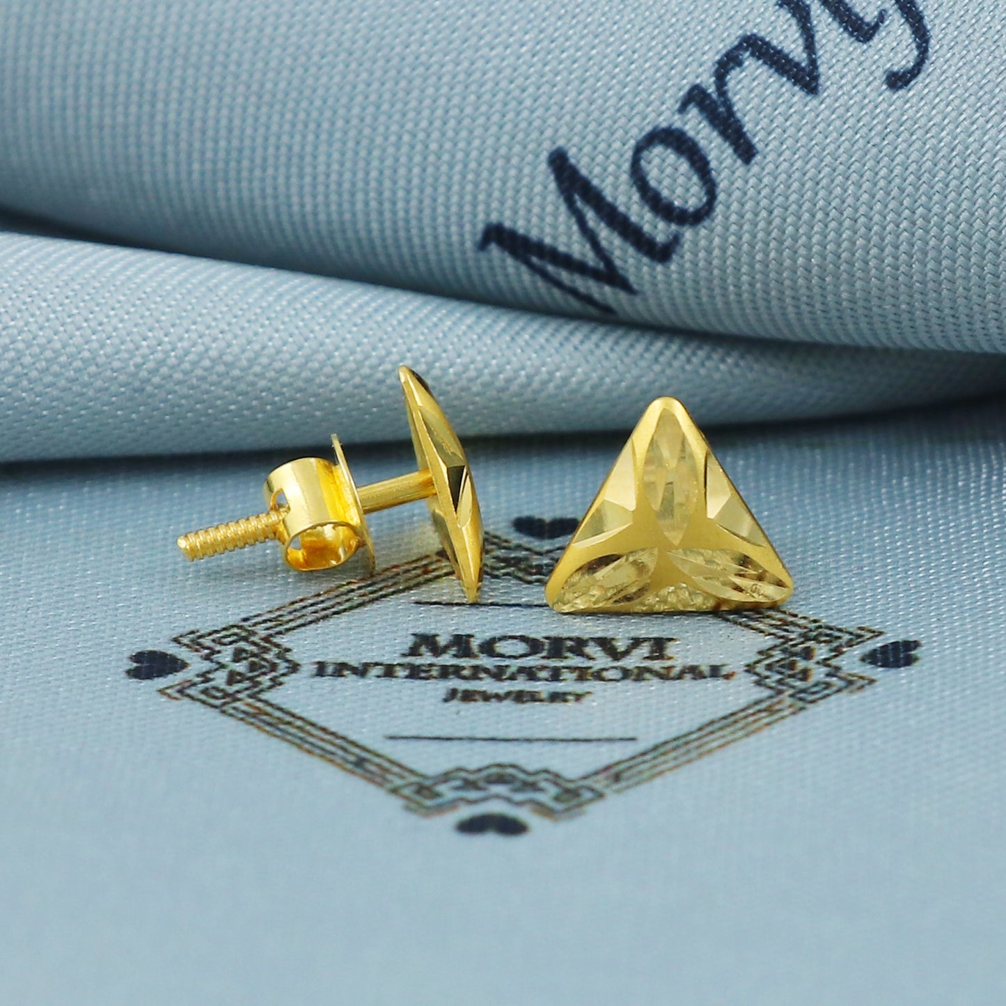22k Gold Stud Earrings Dainty Indian Jewelry Exclusive Authentic BIS Hallmarked Stamped "22k916" Jewelry, MJ0036