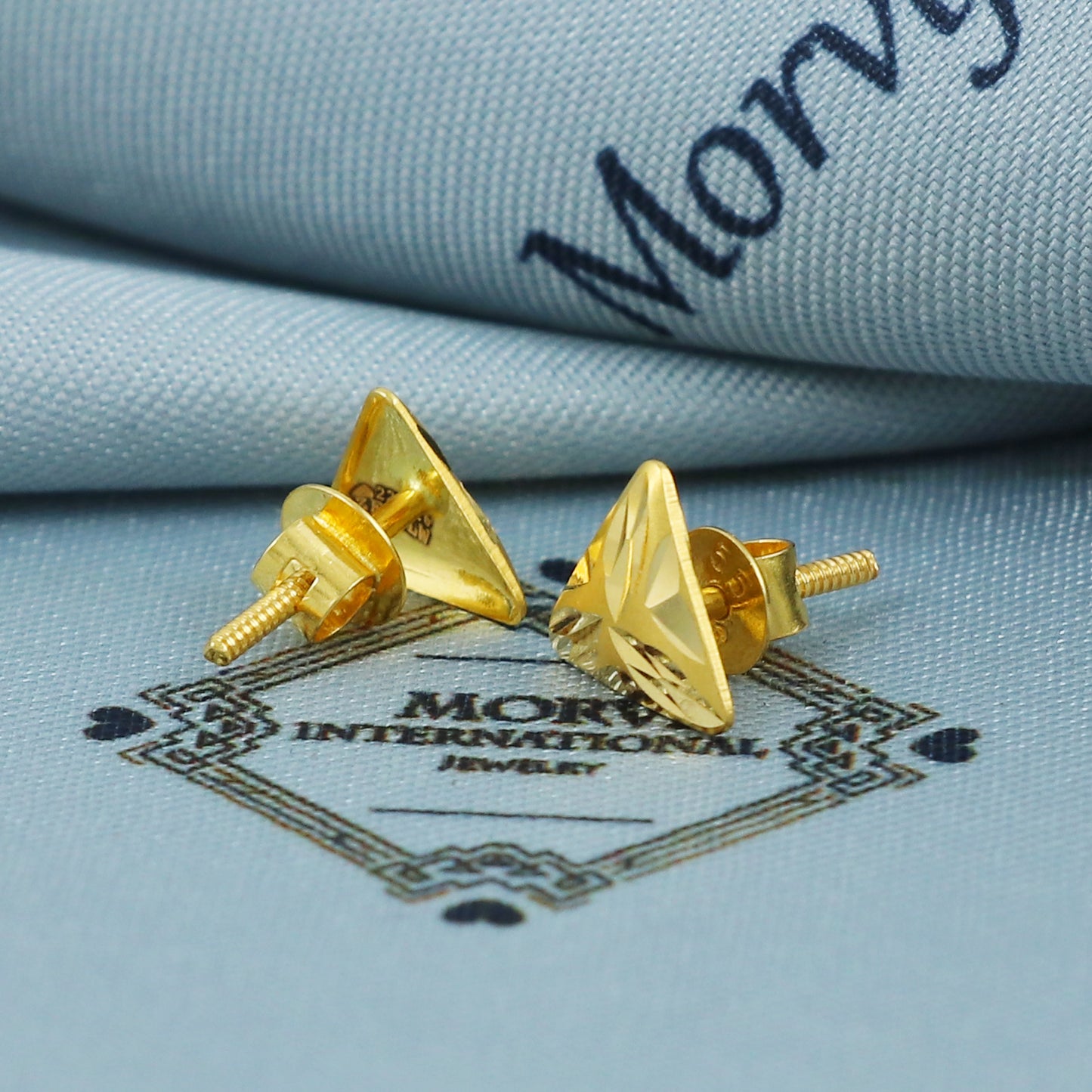 22k Gold Stud Earrings Dainty Indian Jewelry Exclusive Authentic BIS Hallmarked Stamped "22k916" Jewelry, MJ0036