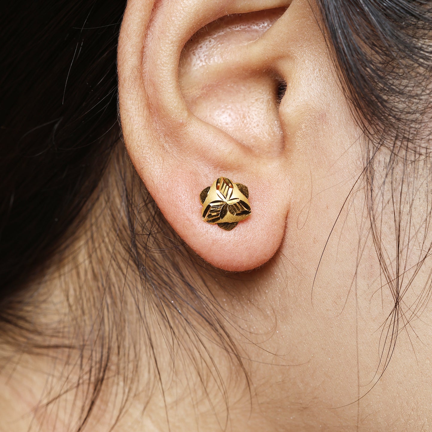 22k Gold Stud Earrings Dainty Indian Jewelry Exclusive Authentic BIS Hallmarked Stamped "22k916" Jewelry, MJ0037
