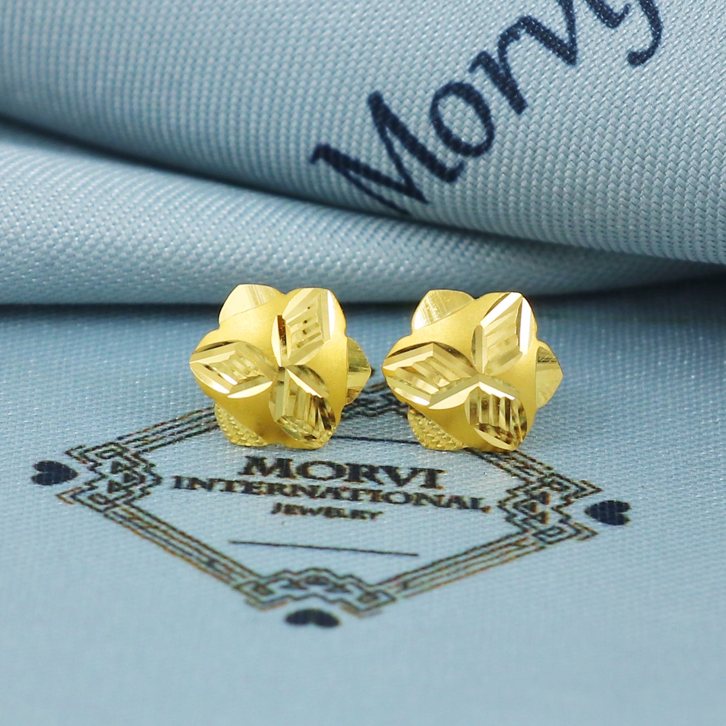 22k Gold Stud Earrings Dainty Indian Jewelry Exclusive Authentic BIS Hallmarked Stamped "22k916" Jewelry, MJ0037