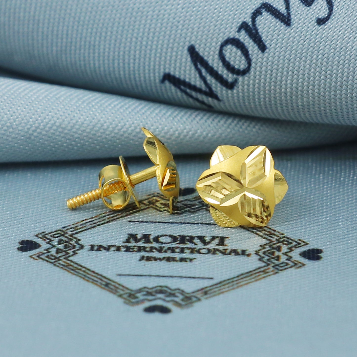22k Gold Stud Earrings Dainty Indian Jewelry Exclusive Authentic BIS Hallmarked Stamped "22k916" Jewelry, MJ0037