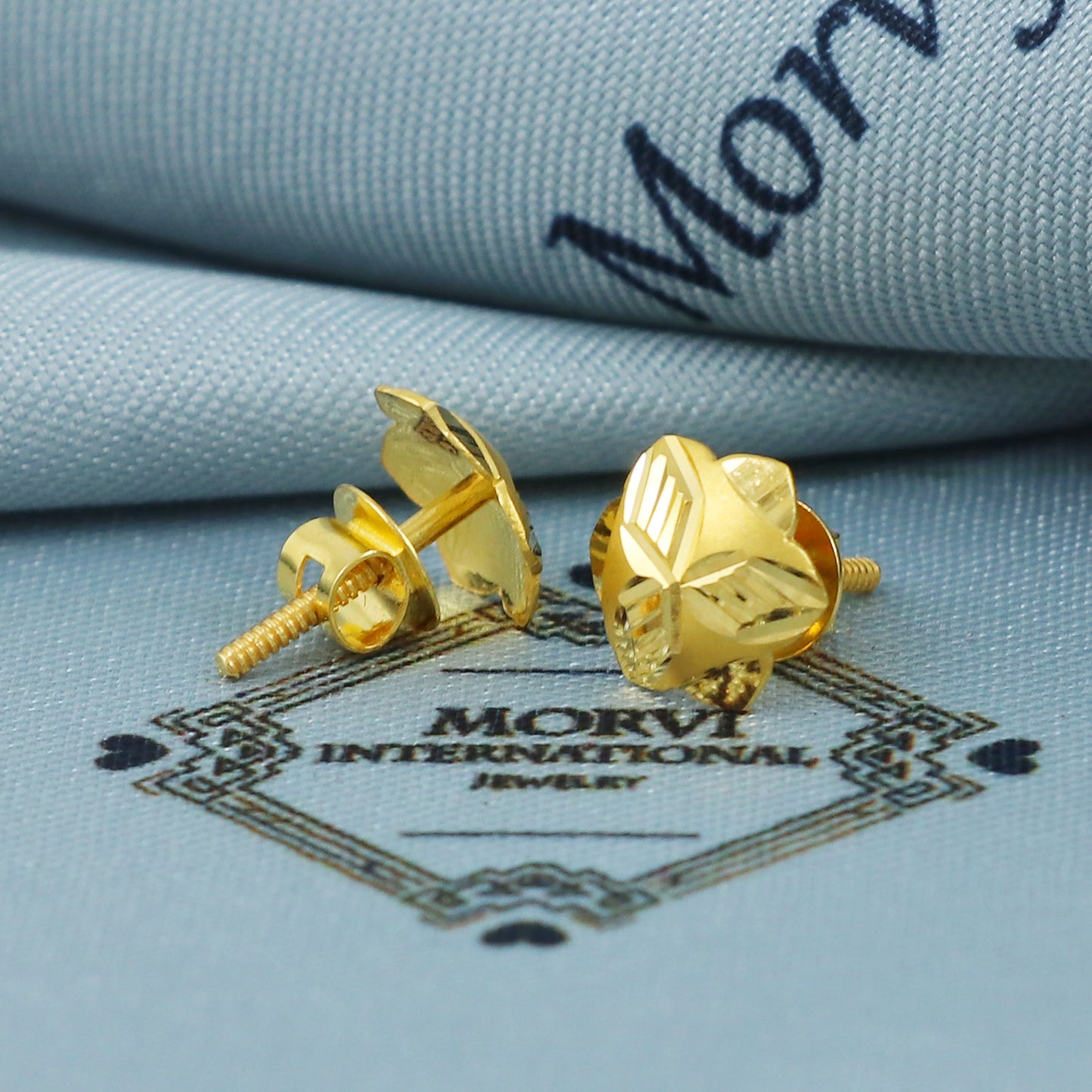 22k Gold Stud Earrings Dainty Indian Jewelry Exclusive Authentic BIS Hallmarked Stamped "22k916" Jewelry, MJ0037
