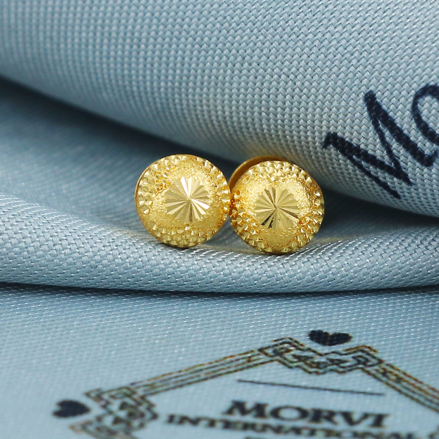 22k Gold Stud Earrings Dainty Indian Jewelry Exclusive Authentic BIS Hallmarked Stamped "22k916" Jewelry, MJ0040