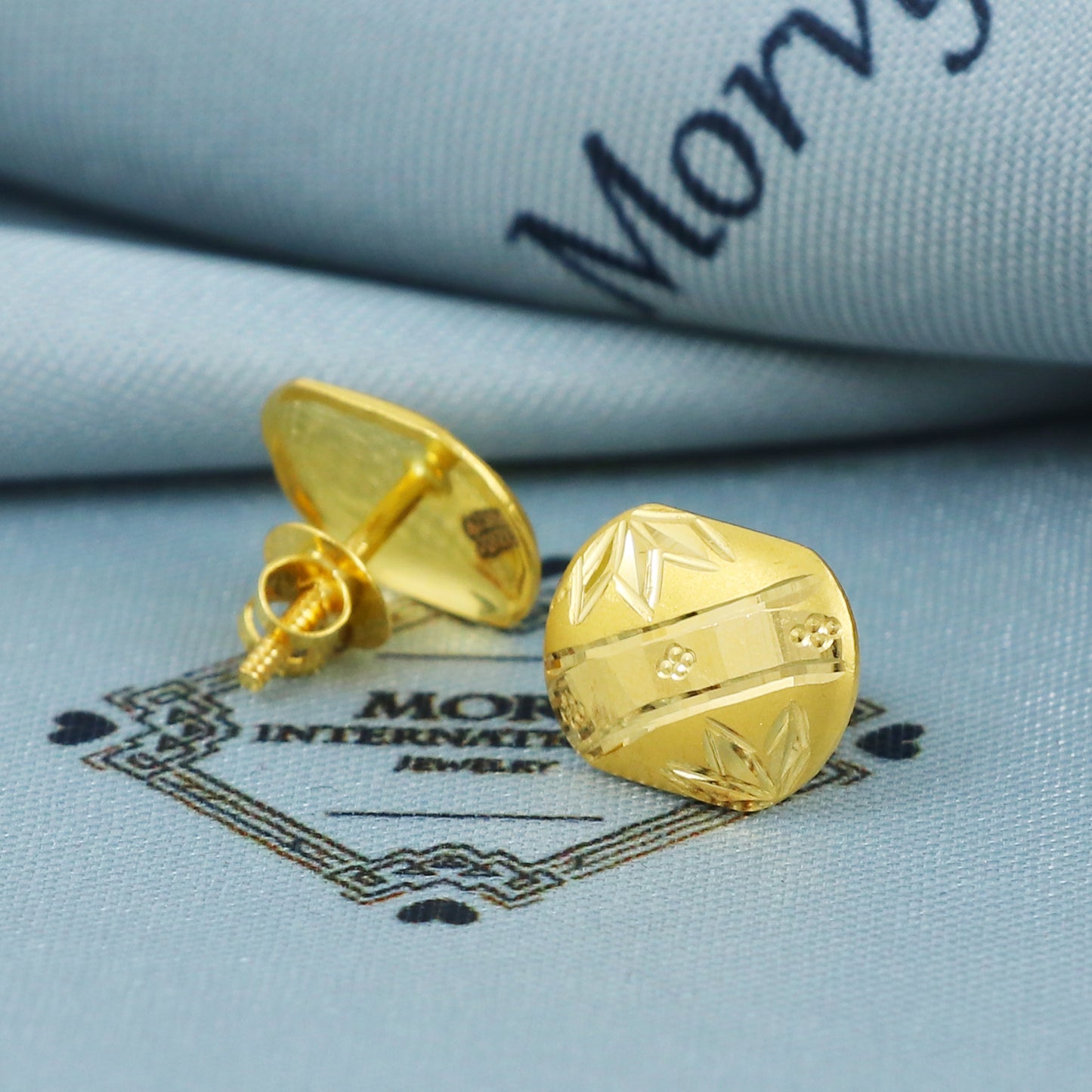 22k Gold Stud Earrings Dainty Indian 22kt Jewelry Exclusive Authentic BIS Hallmarked Stamped "22k916" Jewelry, MJ0045