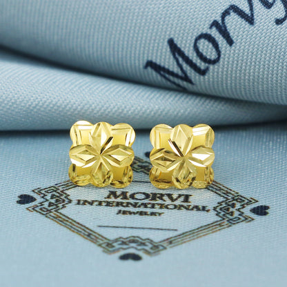 22k Gold Stud Earrings Engraved Indian 22kt Jewelry Exclusive Authentic BIS Hallmarked Stamped "22k916" Jewelry, MJ0048