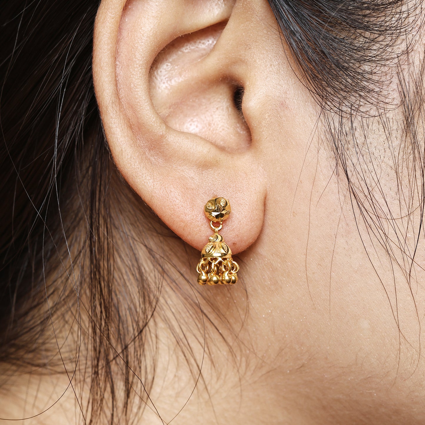 22k Gold Dangle Earrings Dainty Indian 22kt Jewelry Exclusive Authentic BIS Hallmarked Stamped "22k916" Jewelry, MJ0051