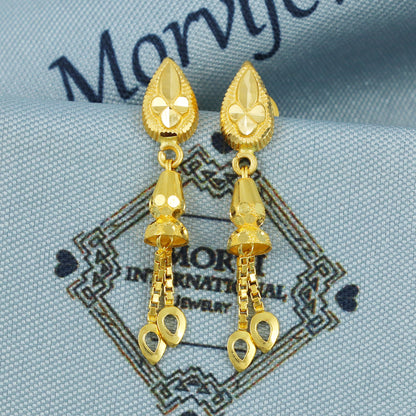 22k Gold Dangle Earrings Dainty Indian 22kt Jewelry Exclusive Authentic BIS Hallmarked Stamped "22k916" Jewelry, MJ0054