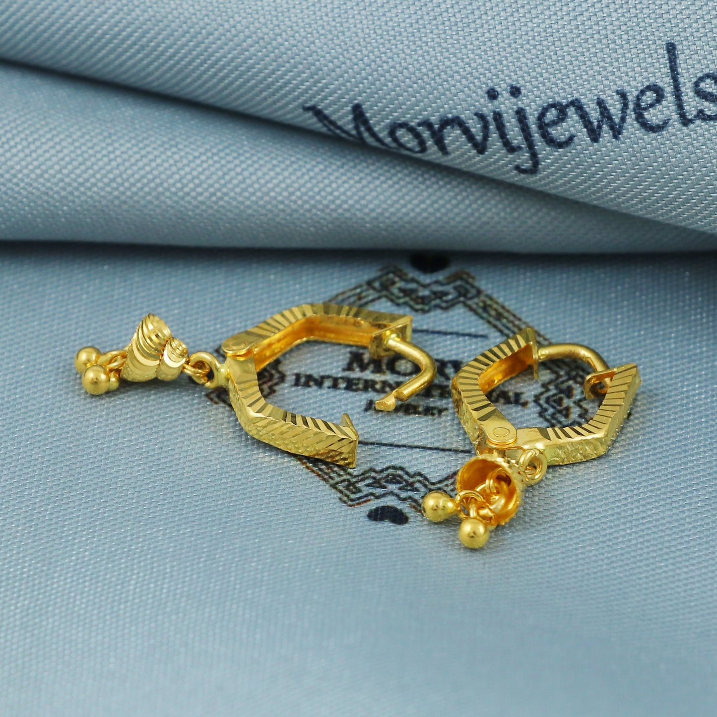 22k Gold Hoop Earrings Dainty Indian 22kt Jewelry Exclusive Authentic BIS Hallmarked Stamped "22k916" Jewelry, MJ0058