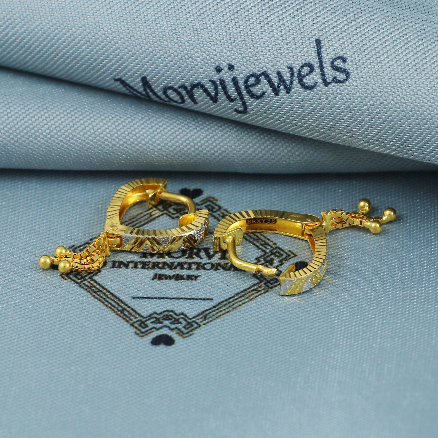 22k Gold Hoop Earrings Dainty Indian 22kt Jewelry Exclusive Authentic BIS Hallmarked Stamped "22k916" Jewelry, MJ0059
