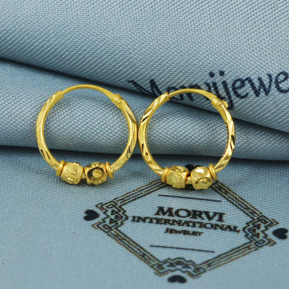 22k Gold Hoop Earrings Dainty Indian 22kt Jewelry Exclusive Authentic BIS Hallmarked Stamped "22k916" Jewelry, MJ0064