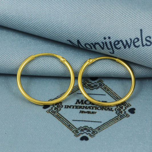 22k Gold Hoop Earrings Dainty Indian 22kt Jewelry Exclusive Authentic BIS Hallmarked Stamped "22k916" Jewelry, MJ0065