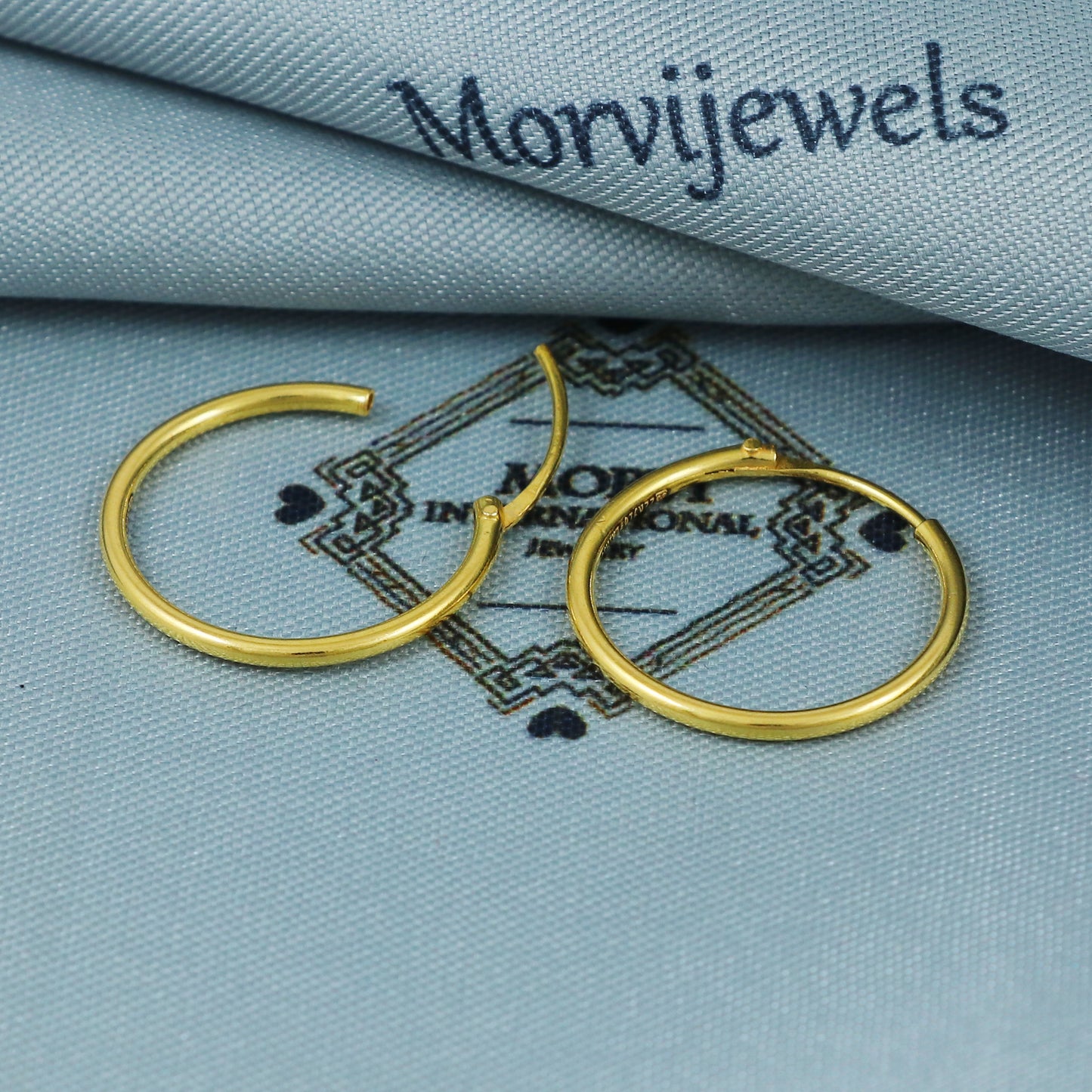 22k Gold Hoop Earrings Dainty Indian 22kt Jewelry Exclusive Authentic BIS Hallmarked Stamped "22k916" Jewelry, MJ0065