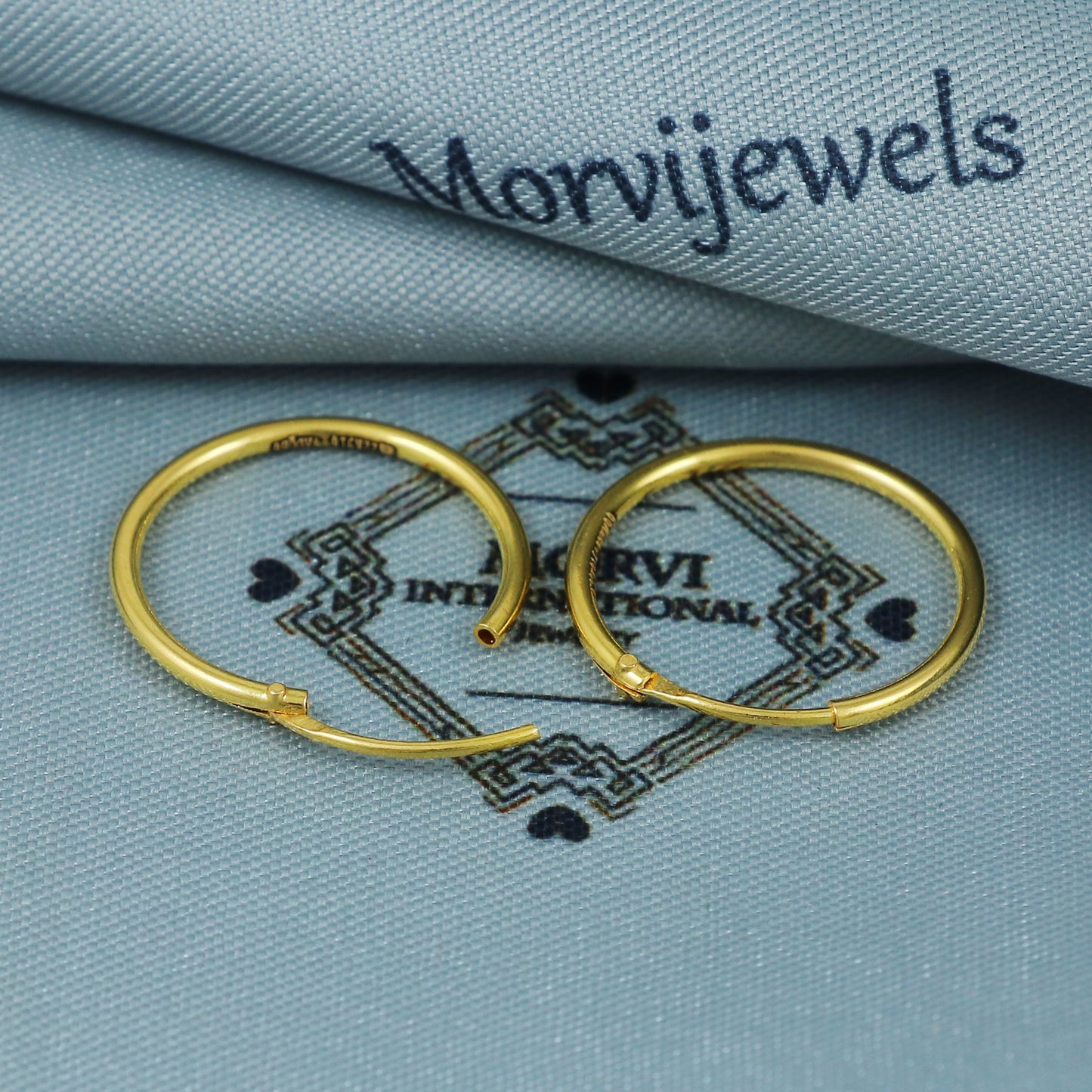 22k Gold Hoop Earrings Dainty Indian 22kt Jewelry Exclusive Authentic BIS Hallmarked Stamped "22k916" Jewelry, MJ0065