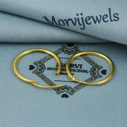 22k Gold Hoop Earrings Dainty Indian 22kt Jewelry Exclusive Authentic BIS Hallmarked Stamped "22k916" Jewelry, MJ0065