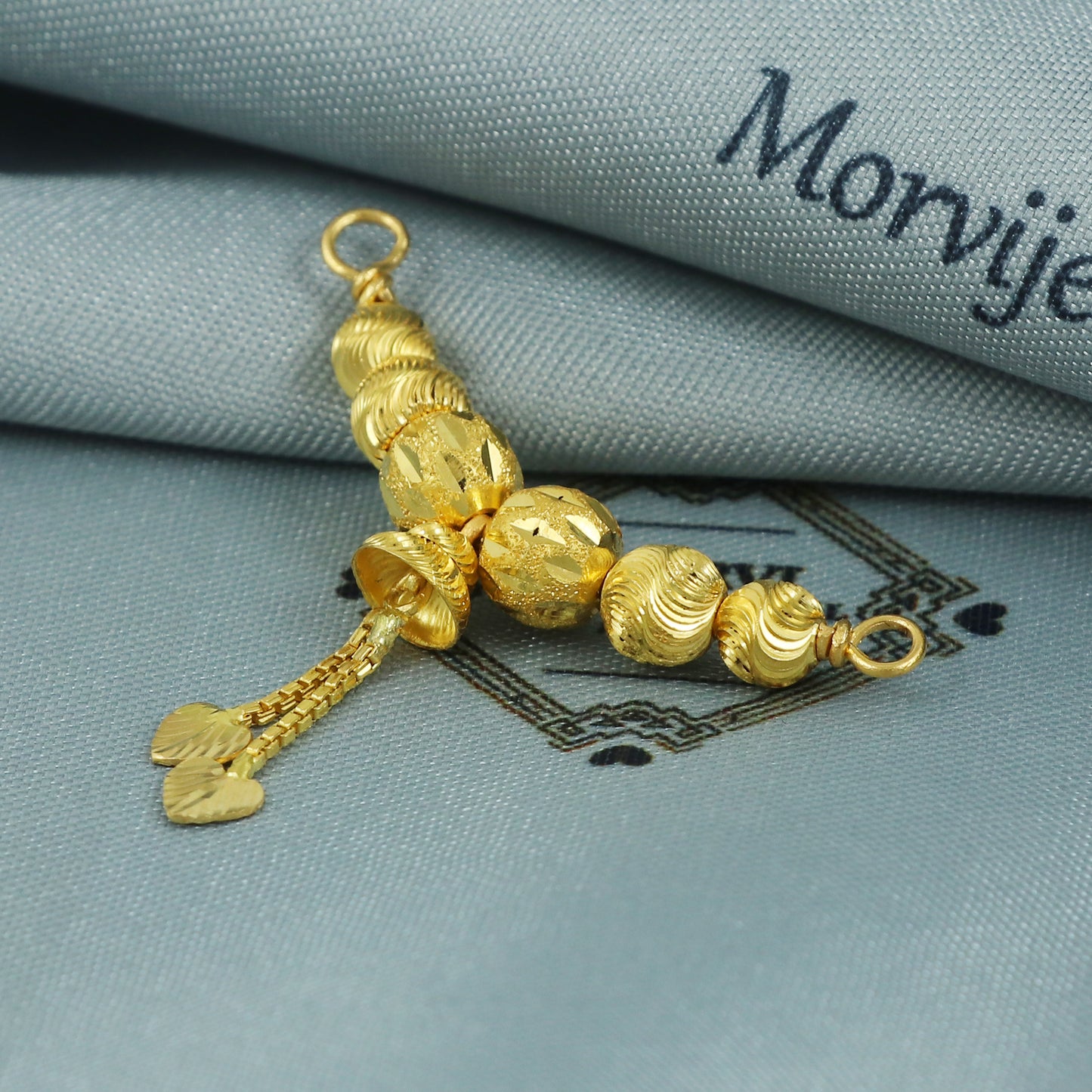 Pure 22k yellow gold Beads Ball Pendant indian style wedding jewelry for gift, MJ0077
