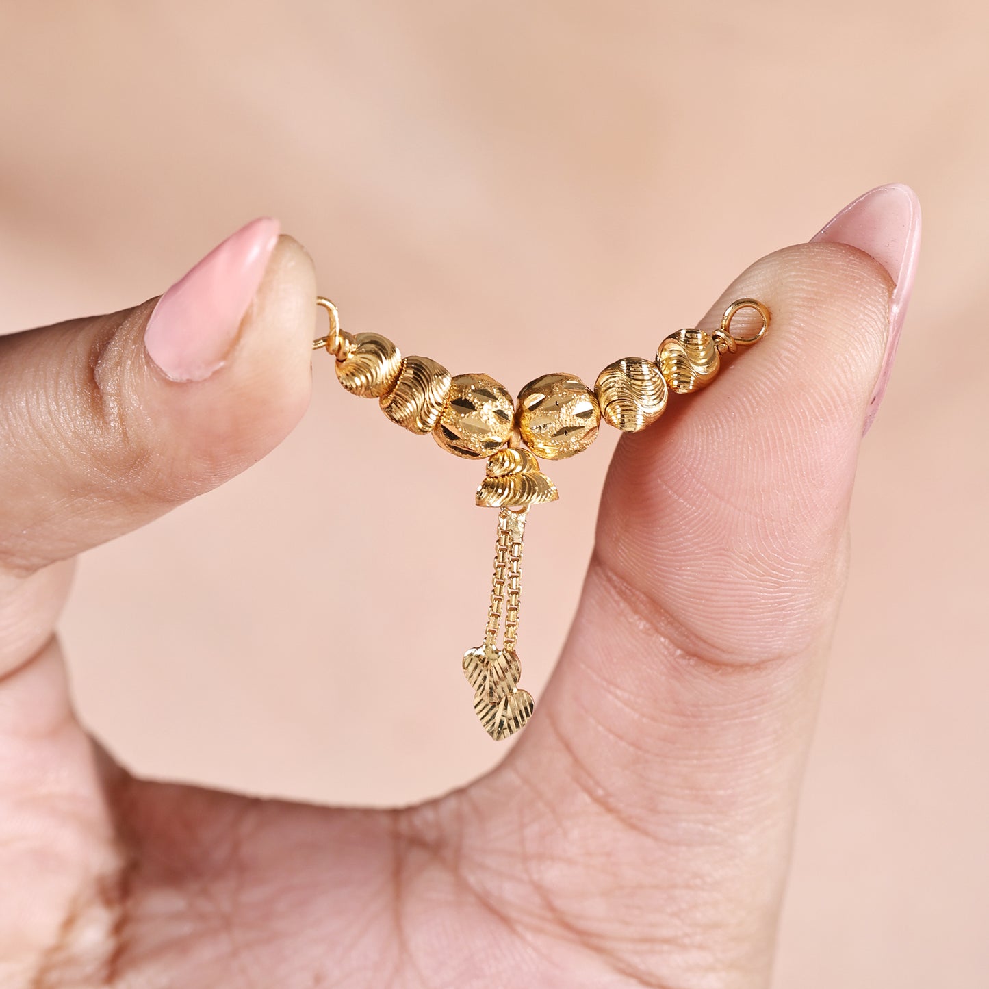 Pure 22k yellow gold Beads Ball Pendant indian style wedding jewelry for gift, MJ0077
