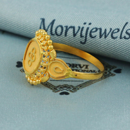 22k Gold Indian Ring – 2.09g Handmade, Size All  US, Elegant 16mm Gold Band, Traditional Design, Authentic Indian Jewelry, MJ0080