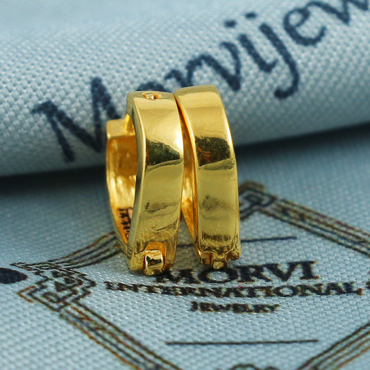 22k Yellow Gold Hoop Bali Earrings, Handmade Indian Gold Jewelry for Women, MJ0091
