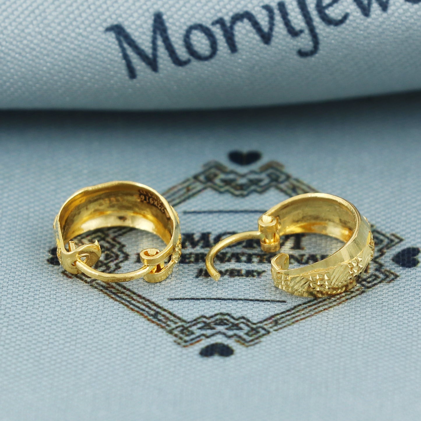 Pure 22k Yellow Gold Hoop Bali Earrings , Handmade Yellow gold Small earrings for women,  dainty Indian gold earrings gift, MJ0103