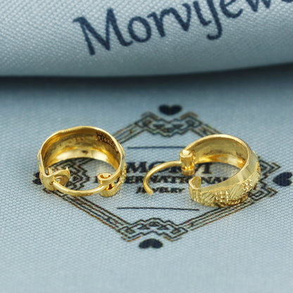 Pure 22k Yellow Gold Hoop Bali Earrings , Handmade Yellow gold Small earrings for women,  dainty Indian gold earrings gift, MJ0103