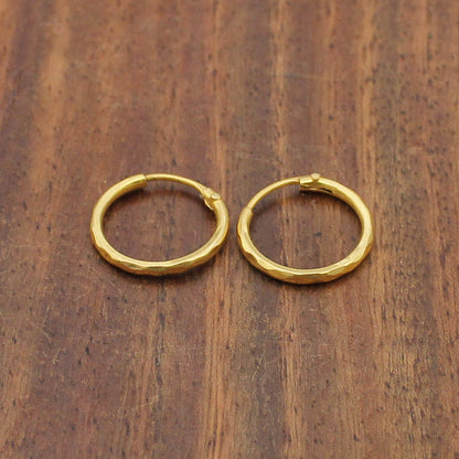 Tiny 22k Yellow Gold Hoop Bali Earrings , Handmade Yellow gold earrings for women, cartilage gift, dainty indian gold earrings
