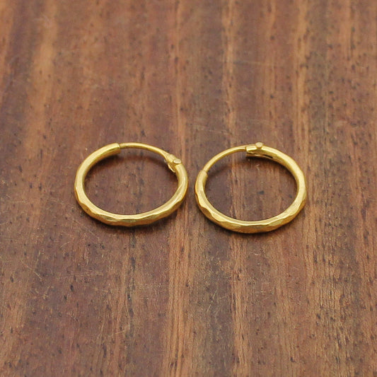 Tiny 22k Yellow Gold Hoop Bali Earrings , Handmade Yellow gold earrings for women, cartilage gift, dainty indian gold earrings