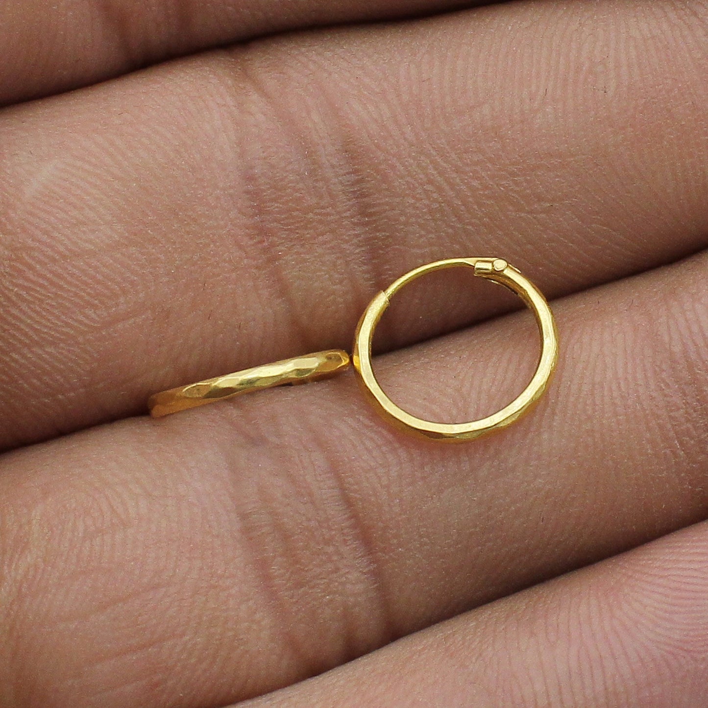 Tiny 22k Yellow Gold Hoop Bali Earrings , Handmade Yellow gold earrings for women, cartilage gift, dainty indian gold earrings