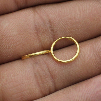 Tiny 22k Yellow Gold Hoop Bali Earrings , Handmade Yellow gold earrings for women, cartilage gift, dainty indian gold earrings