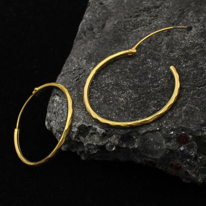 Real 22k Yellow Gold Hoop Bali Earrings,