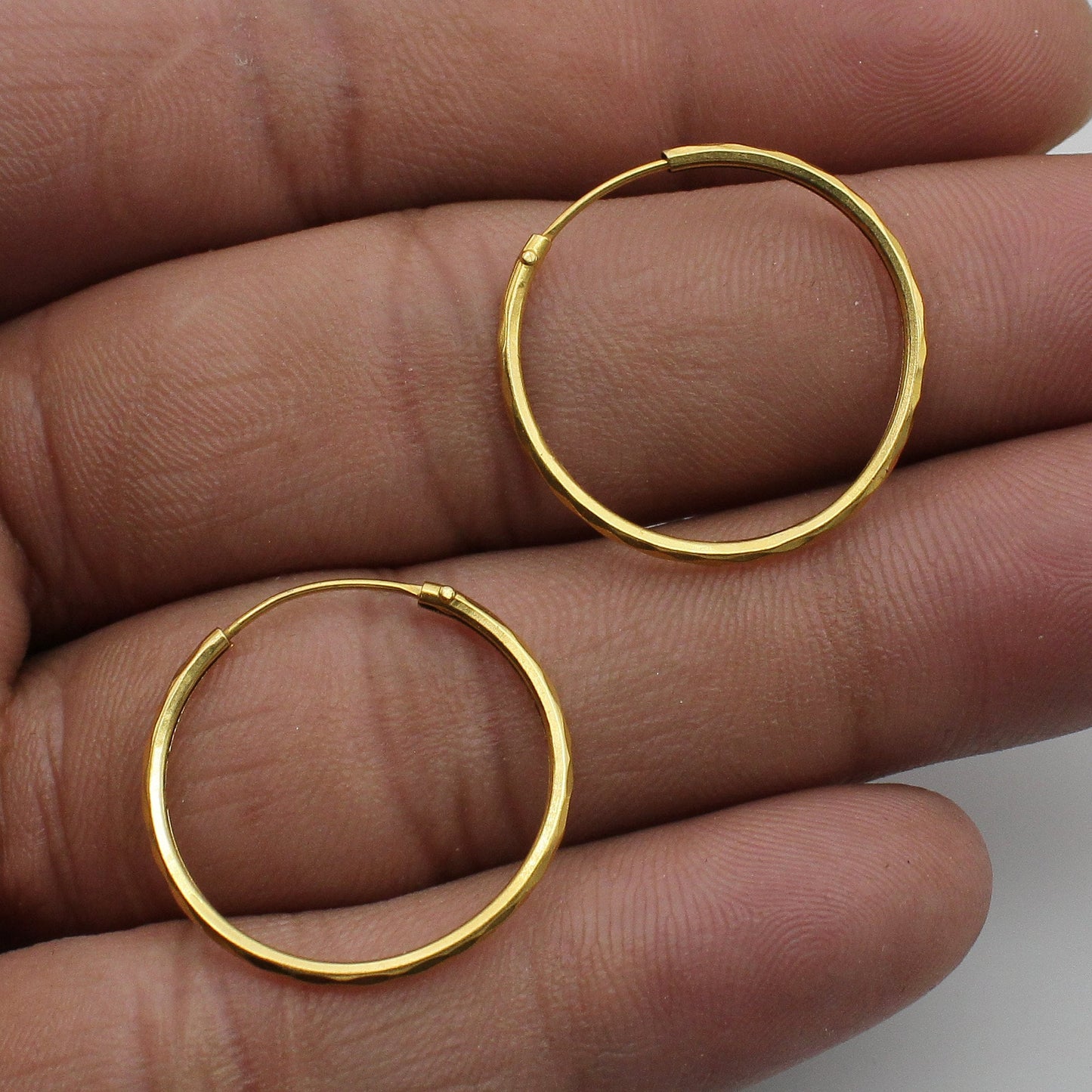 Real 22k Yellow Gold Hoop Bali Earrings,