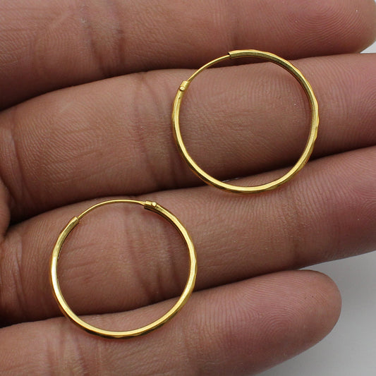 Real 22k Yellow Gold Hoop Bali Earrings,