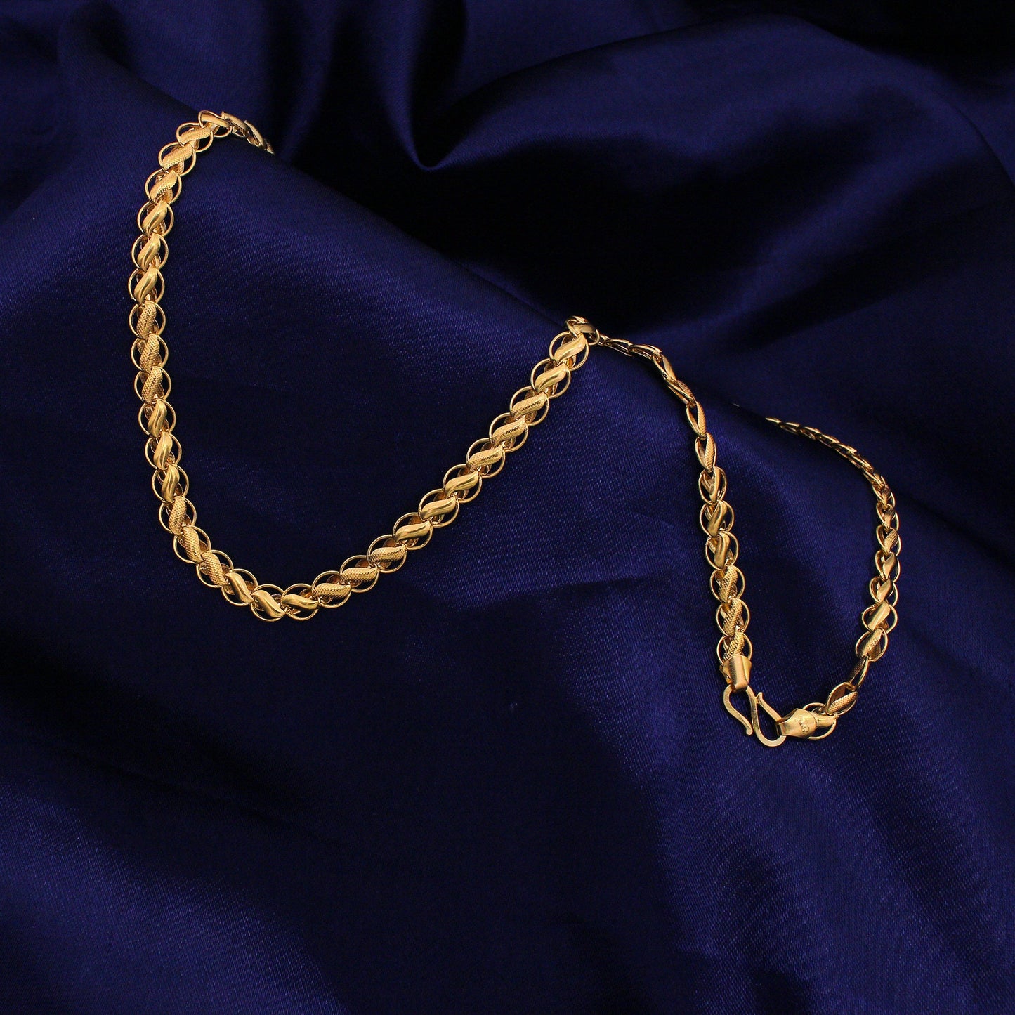 22k Yellow Gold Chain Necklace , pure handmade gold chain for men and women