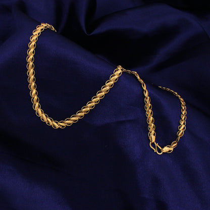 22k Yellow Gold Chain Necklace , pure handmade gold chain for men and women