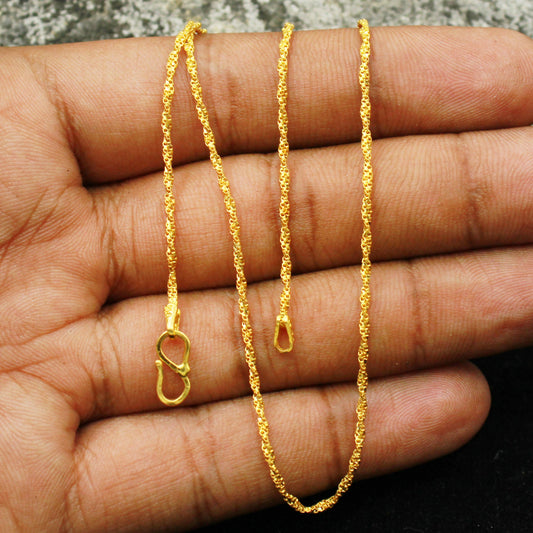 Pure Handmade 22k Yellow Gold Chain Necklace Jewelry, 22k gold rope chain, pure gold necklace indian gold chain necklace, gift for wife
