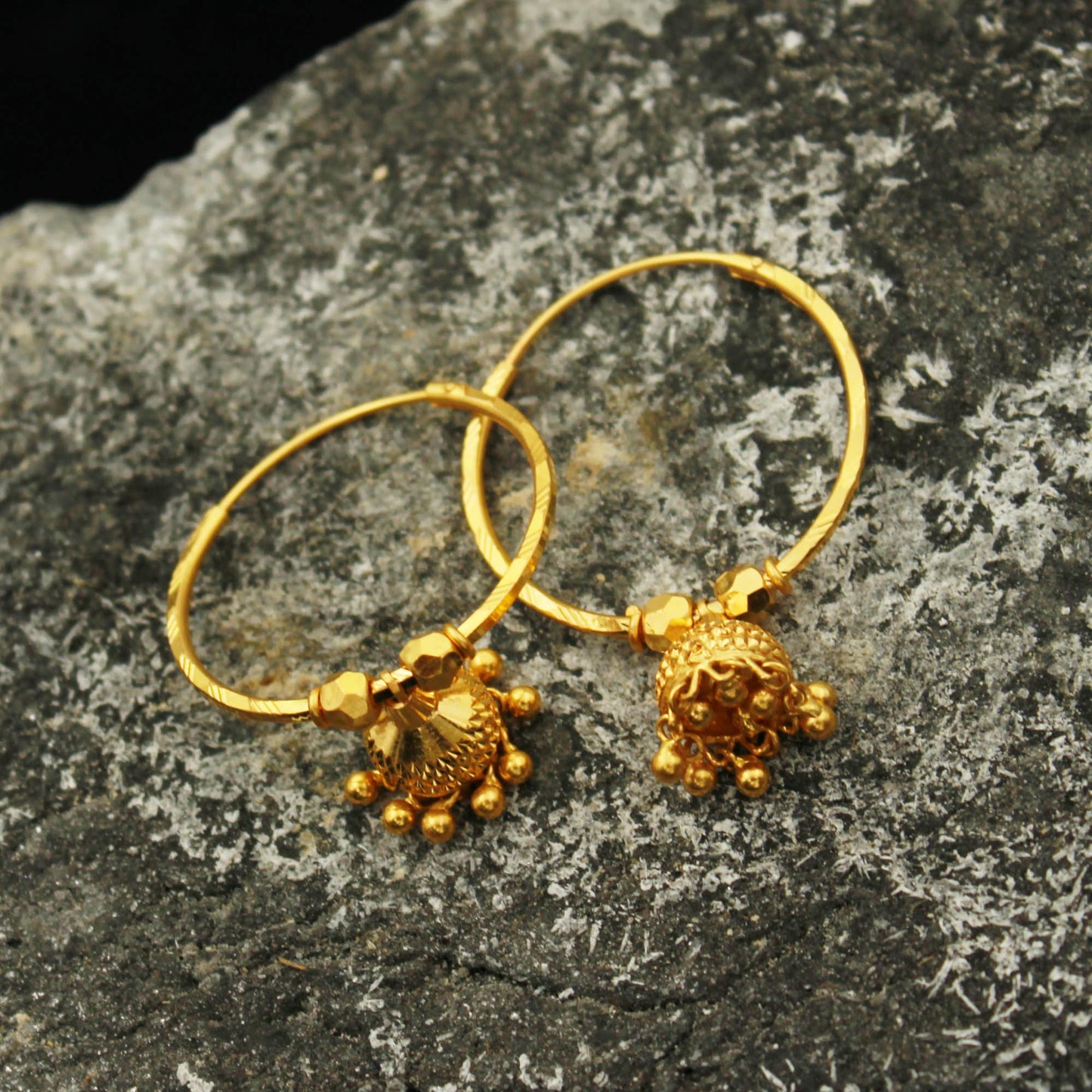 22k Yellow Gold Hoop Earring Bali Earrings ,Huggies , gold jhumki Handmade gold earrings For women, Christmas gift, Indian gold earrings